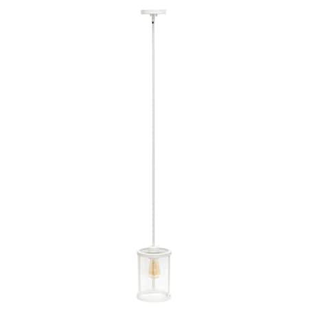 Lalia Home 1-Light 9.25" Adjustable Hanging Cylindrical Clear Glass Pendant Fixture with Metal Accents, White LHP-3002-WH
